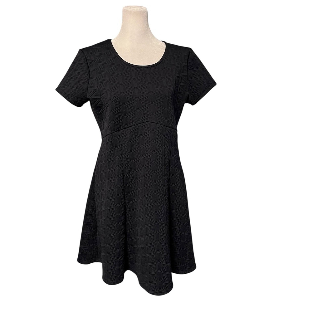 Romeo + Juliet Couture Navy Blue Texture Stretch Fit Flare Mini Dress Size Large